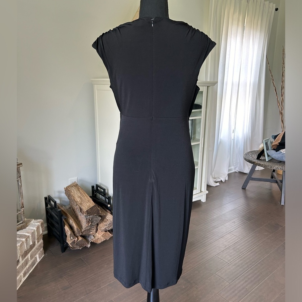 MARVIN RICHARDS Women's Black V Neck Polyester Cocktail Career Dress Size 10 - Picture 4 of 12
